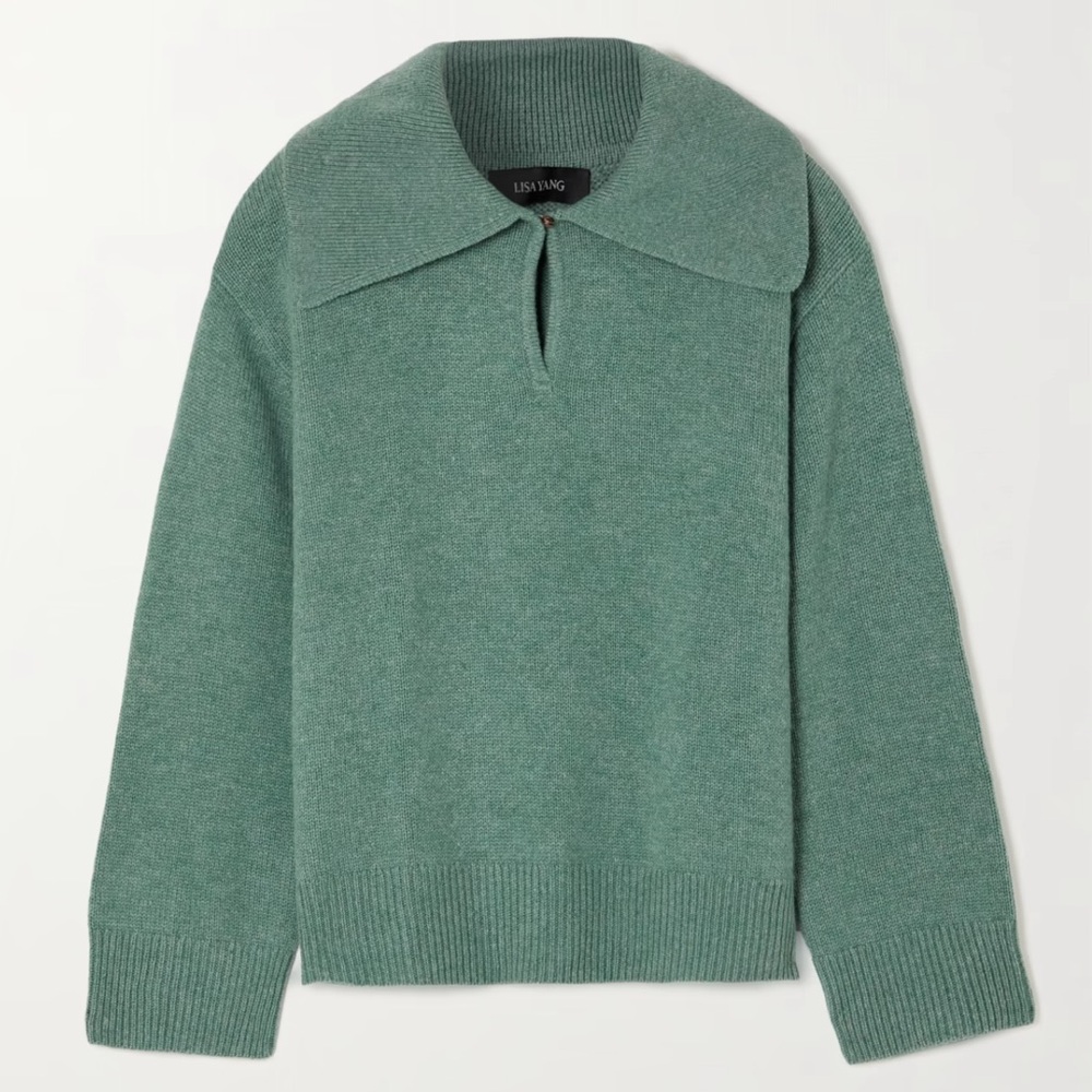 Lisa Yang Cashmere Dorothy wide-collar jumper sweater 2 (Medium) Green